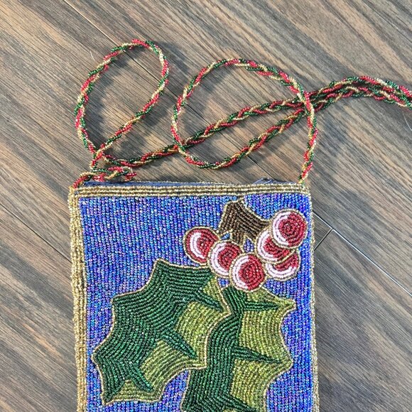 C. MARIE Beaded Satin Holiday-Themed Crossbody Bag NWOT - Picture 1 of 3